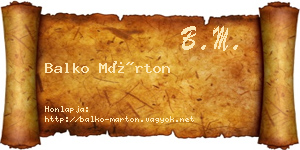 Balko Márton névjegykártya